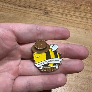 NEW NWT Beehaw Yellow and Brown Brooch Enamel Pin